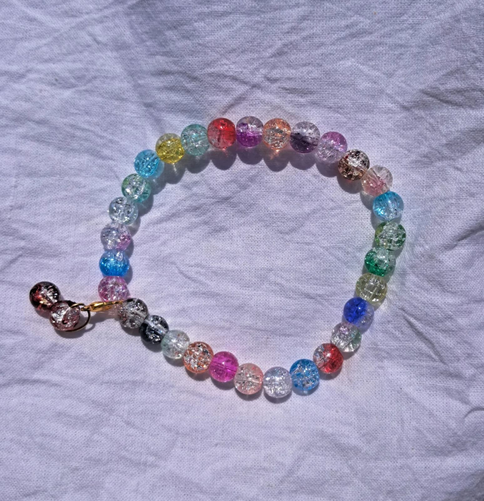 whimsical rainbow crystal bead bracelet